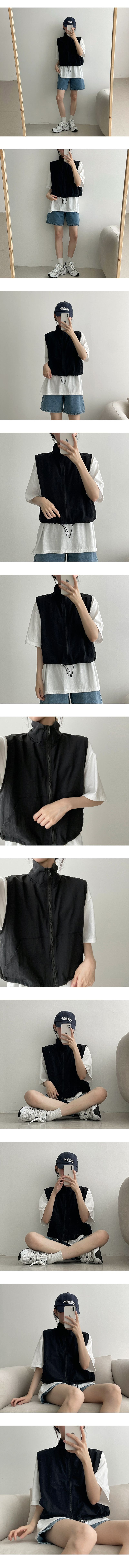 Shbonylon String Cropped Vest Zip-Up