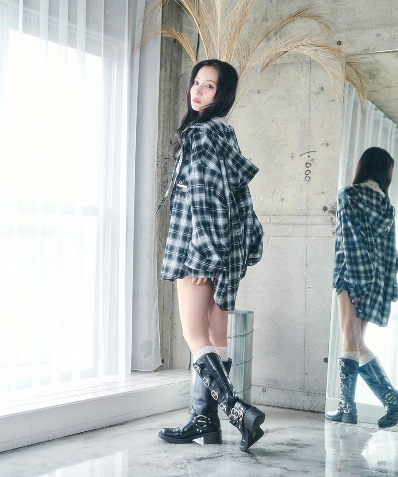 UNISEX チェックフーディシャツ