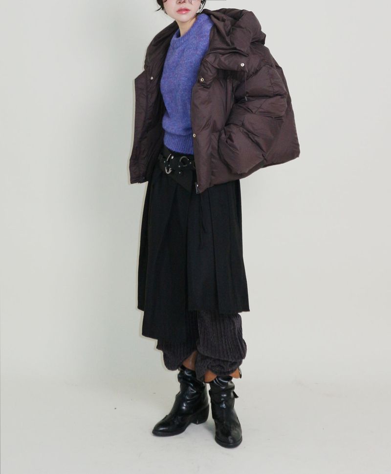 Out String Winter High-Neck Duck-Down Padded Jacket (Light Padded)