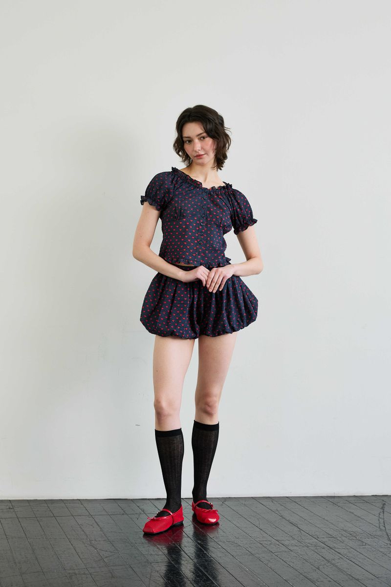 MINI HEART TWO WAY BLOUSE / NAVY