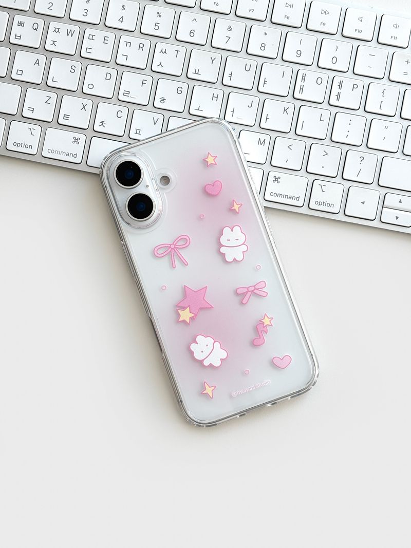 [Gel-hard] Star cat Phone case (Pink) (only case)