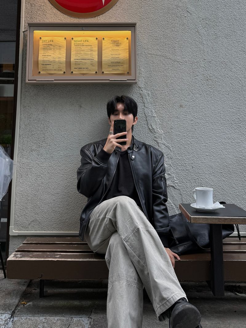 Belt leather ma-1 jacket
