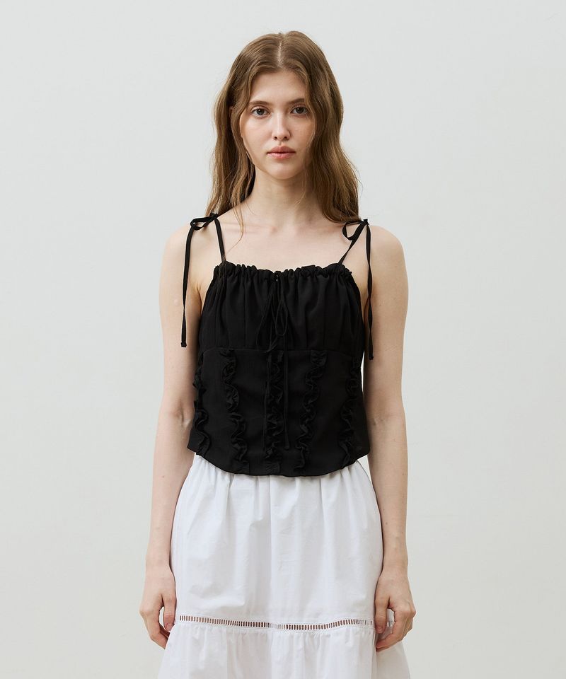 REVE CORSET SMOCKED TOP / BLACK