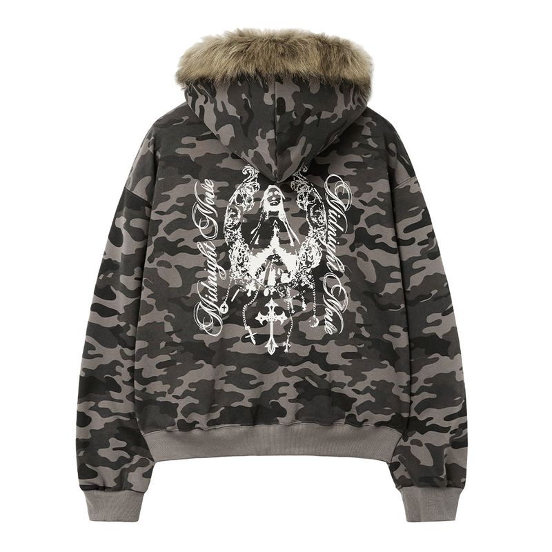 MIDNIGHT MOVE（ミッドナイトムーブ）の「camo hair zip up (dark grey)（Tops）」
