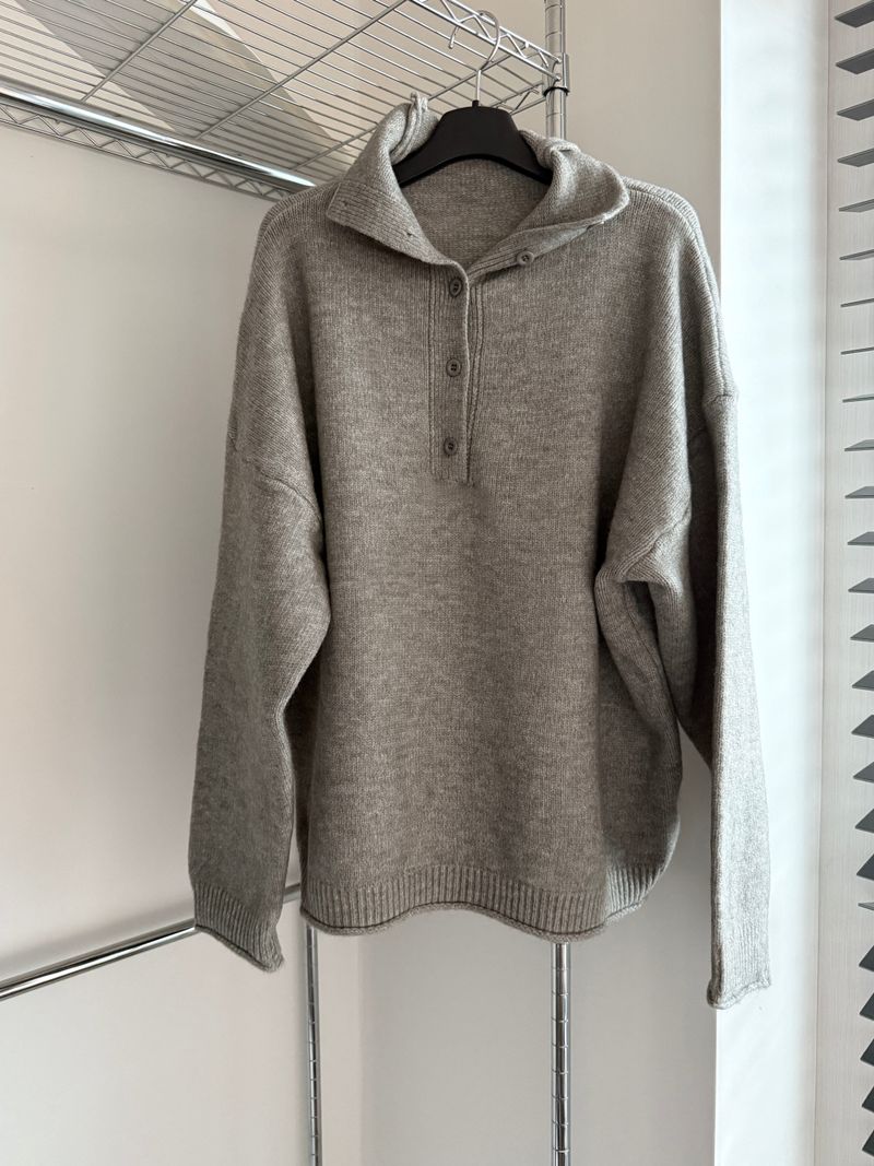 High-neck button knit (3 colors)