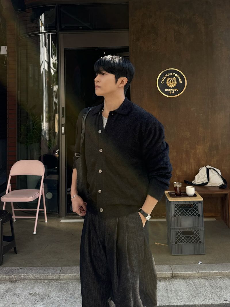 Porter herringbone denim slacks