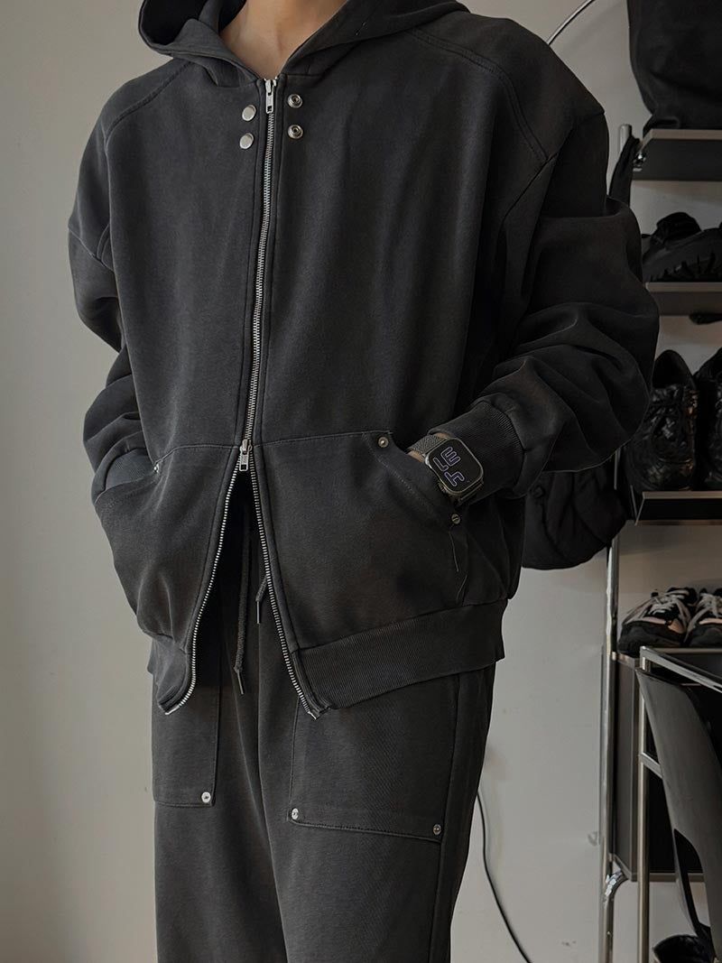 ASCLO Rivet Point Sweat Hood Zip Up (3color)