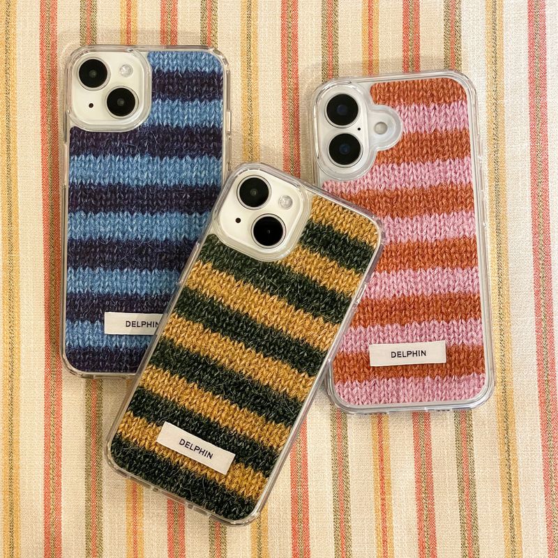 ALPACA STRIPE HARD JELL CASE_ BLUE