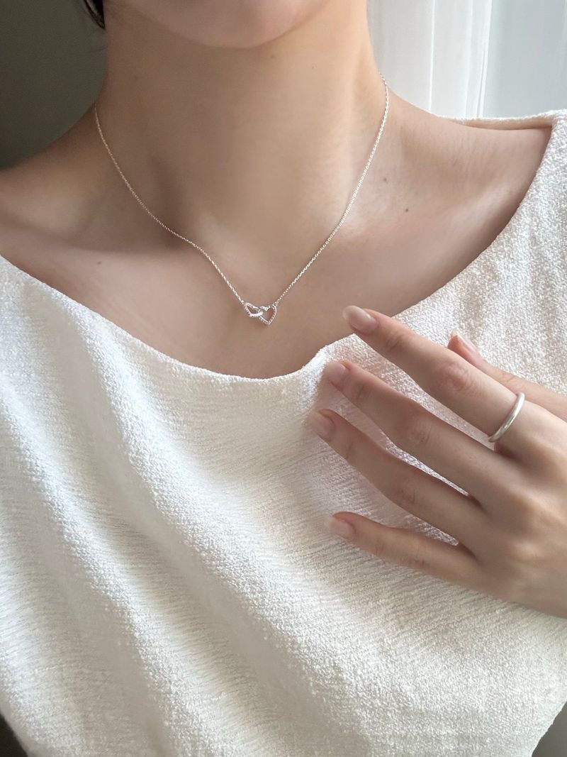 [silver 925] double heart necklace