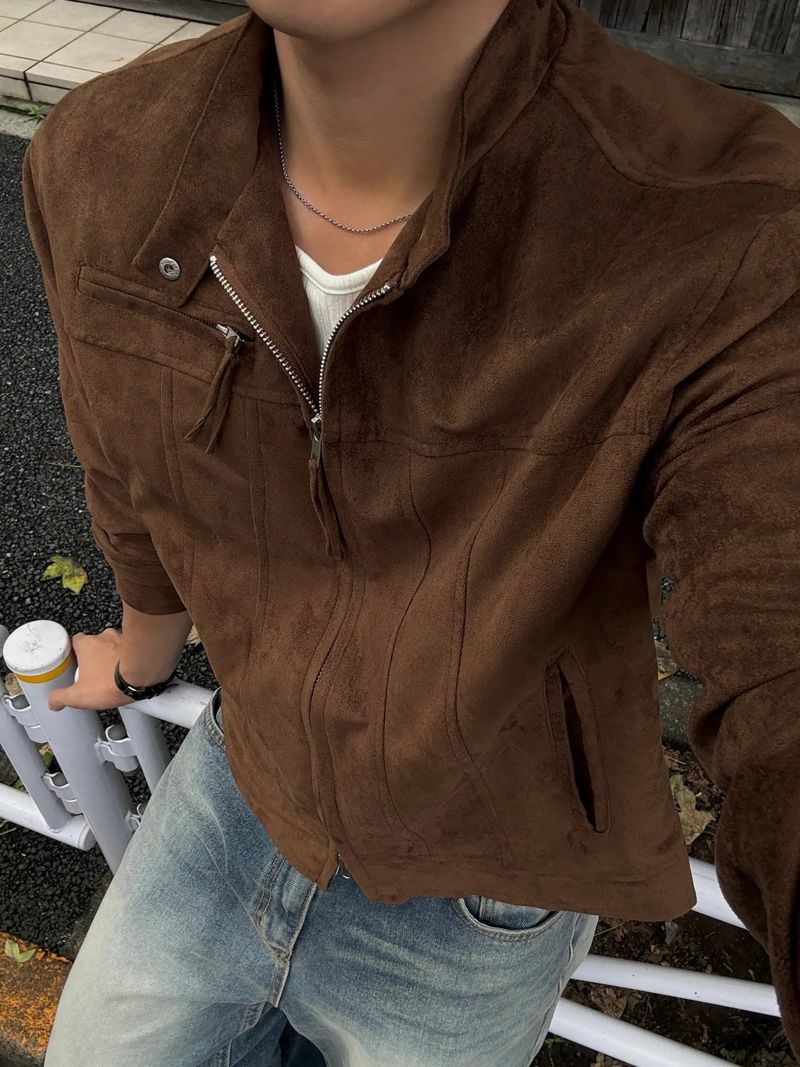Dip biker suede crop jacket