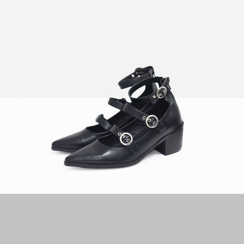 City Buckle Strap Mid Heels