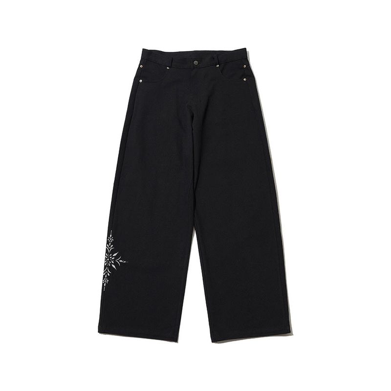 LOW-RISE FLOWER EMBROIDERY PANTS