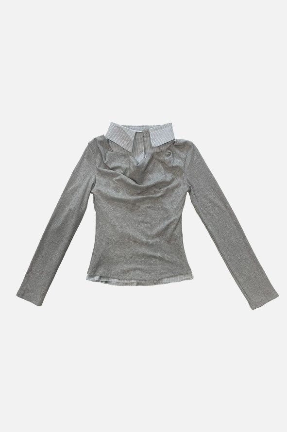 EEUN（イウン）の「Layered cowl shirt tee（Tops）」