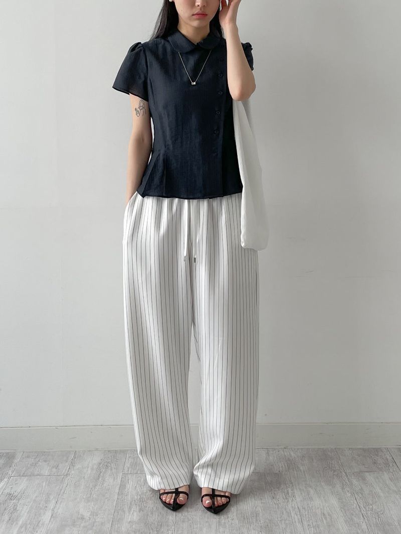 Stool Stripe Banding Wide Pants