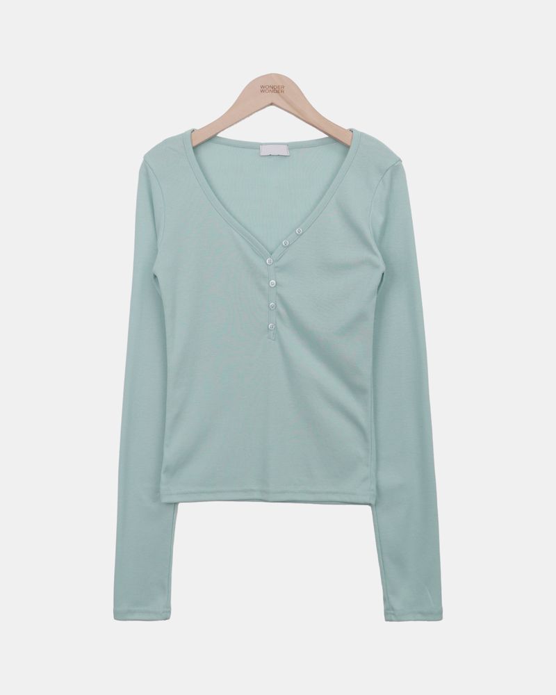 Mse V-Neck Button Long-Sleeve T-Shirt
