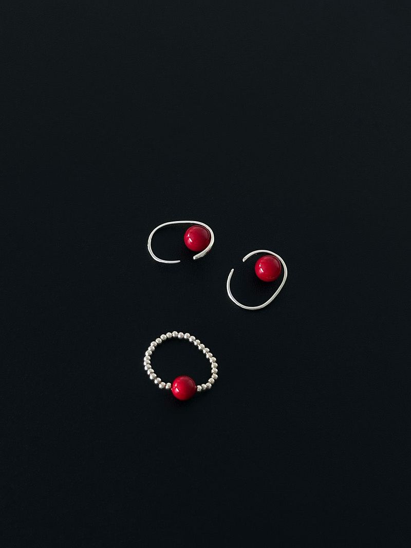 [925silver] Red point ring