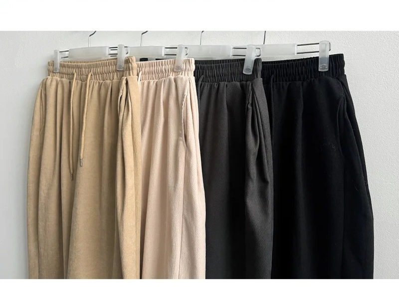 Romy back pocket side pin tuck hem string cotton wide pants