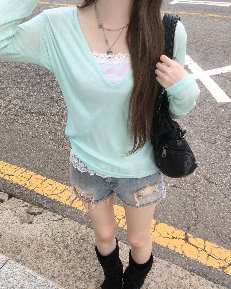 V neck layered T