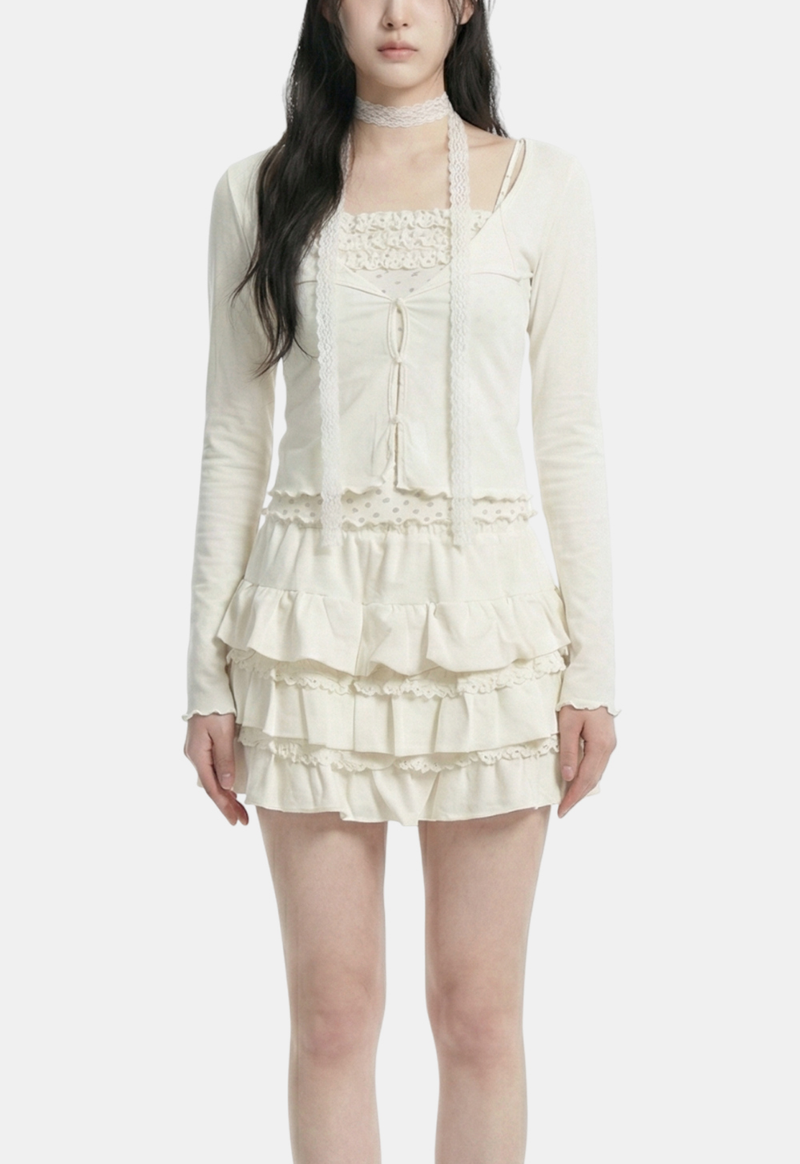 Lady Flower Scarf Top Set