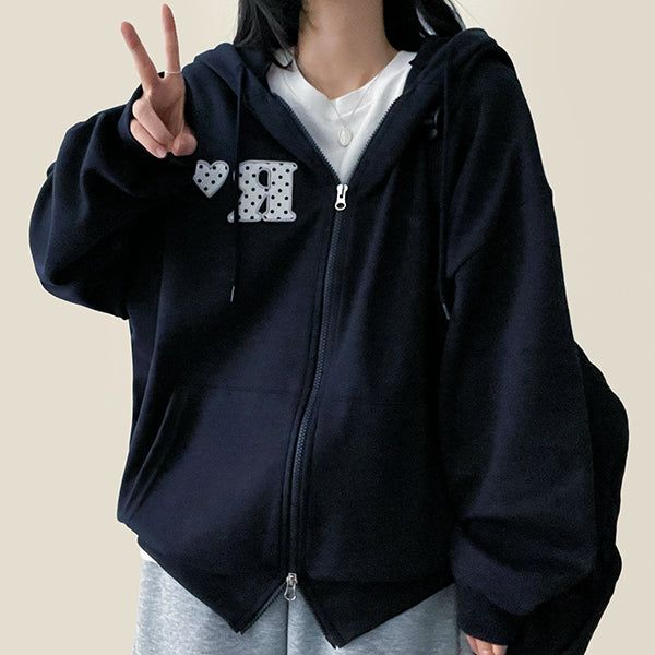 hijjoo（ハイチュー）の「Dodds Dot Heart Two-Way Hood Zip-Up（Tops）」