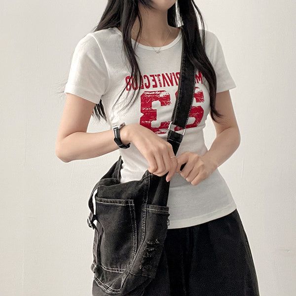 Rika number lettering short sleeve tee