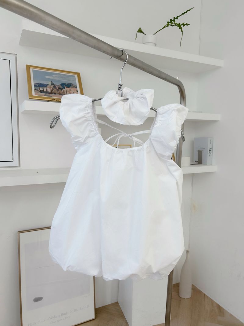 Balloon frill blouse crunch set