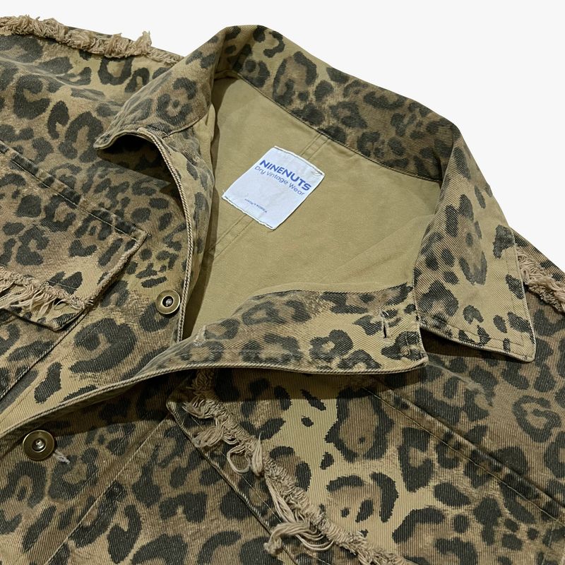 leopard grunge trucker jacket_beige