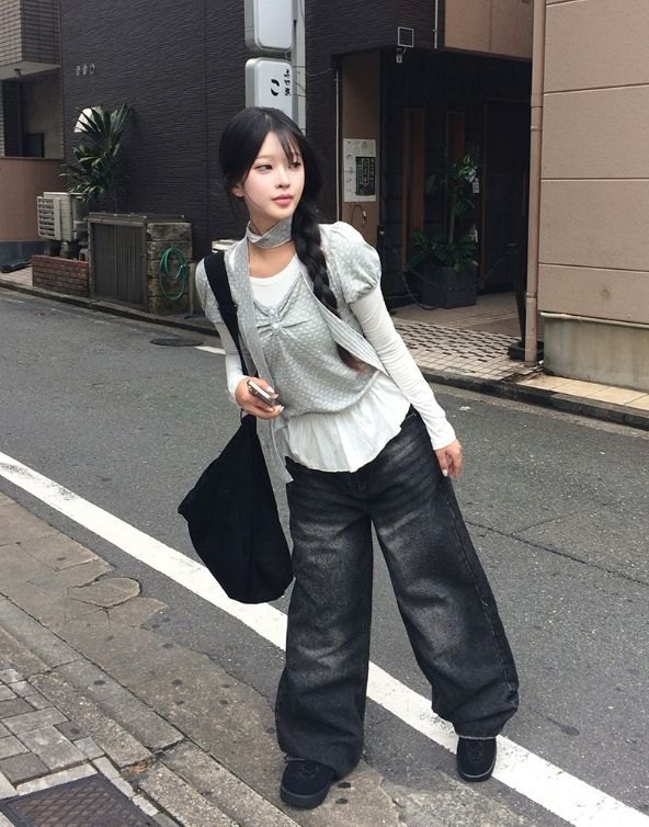 リンオー ポケット デニム ワイドロングパンツ