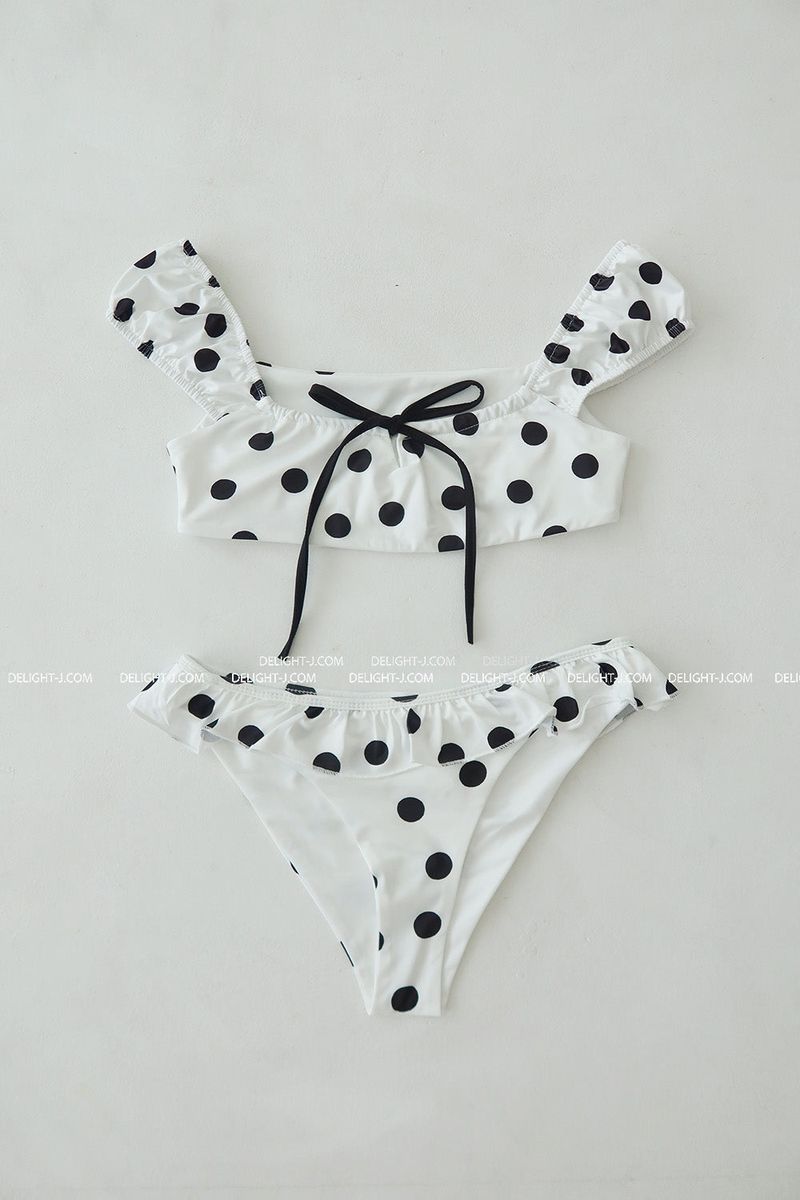 Dot ribbon dot frill bikini