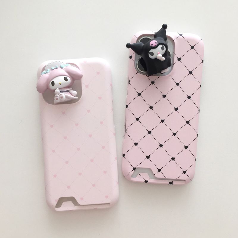 Heart Argyle Card Pocket Case - BLACK