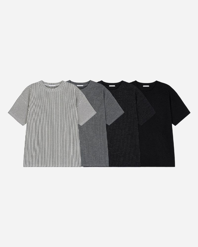 Ribbed Two-Tone Muscle Fit Short Sleeve