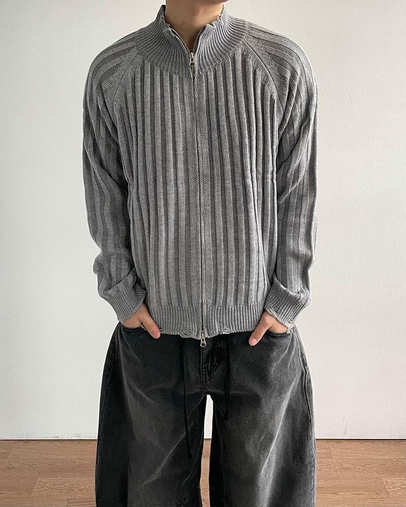 Frame Damage Knit Zip-up