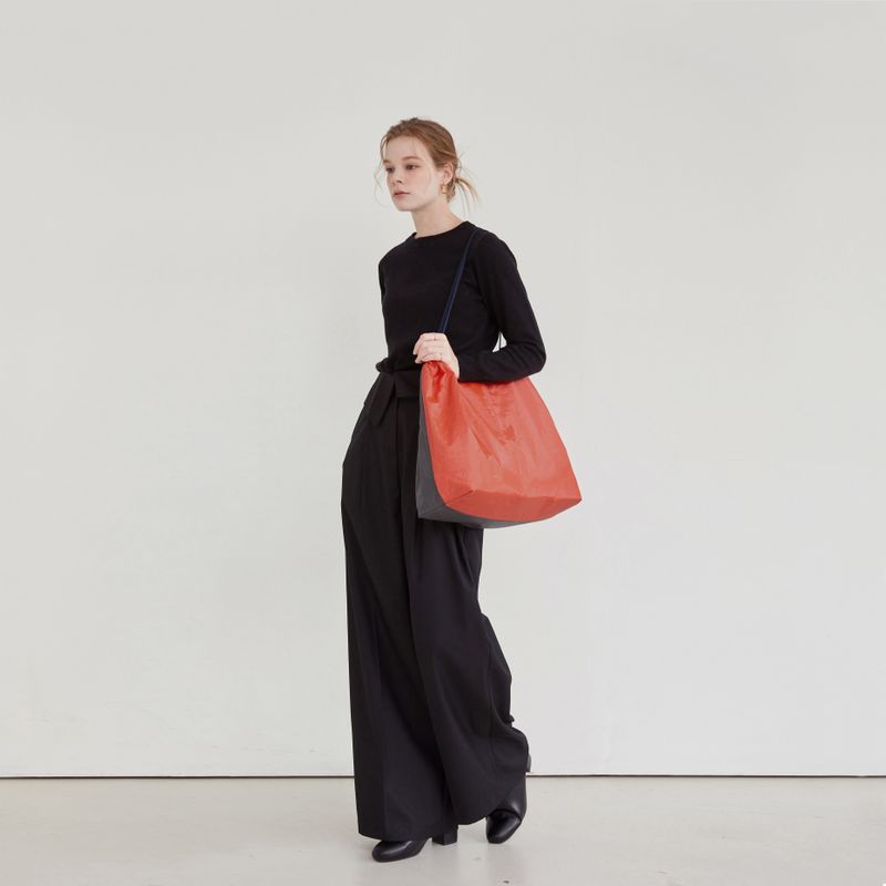 TYVEK FLEXIBLE BAG - Red Orange & Dark Gray (LARGE)
