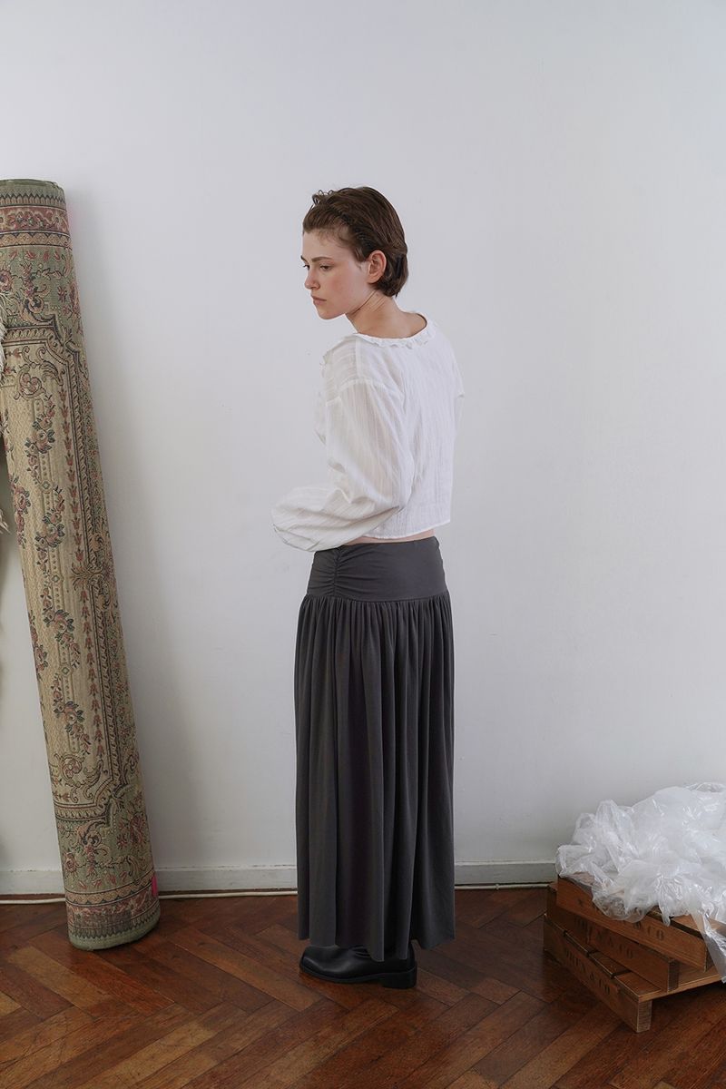 Mona shirring skirt_charcoal