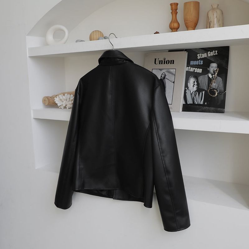 Pleddy Crop Leather Jacket (2color)