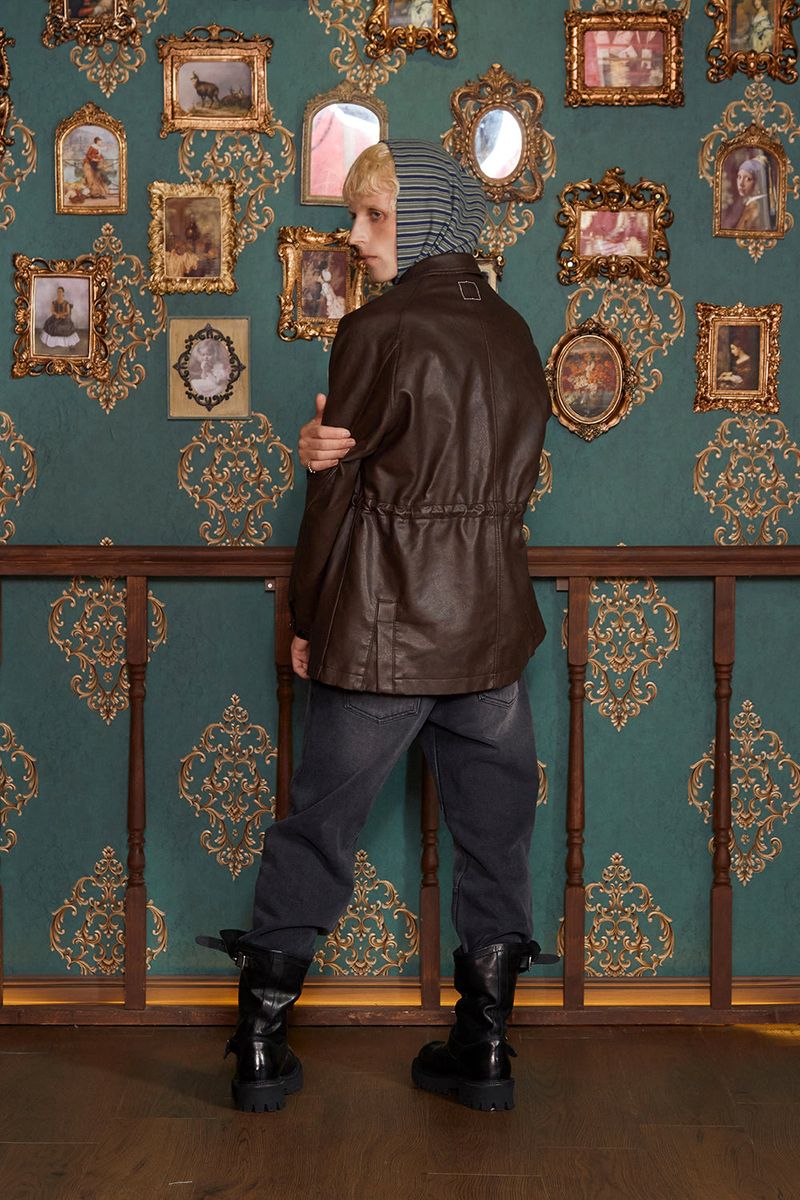 WASHED LEATHER FIELD JACKET / BROWN