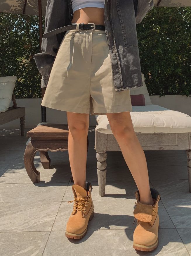 pintuck wide cotton half pants