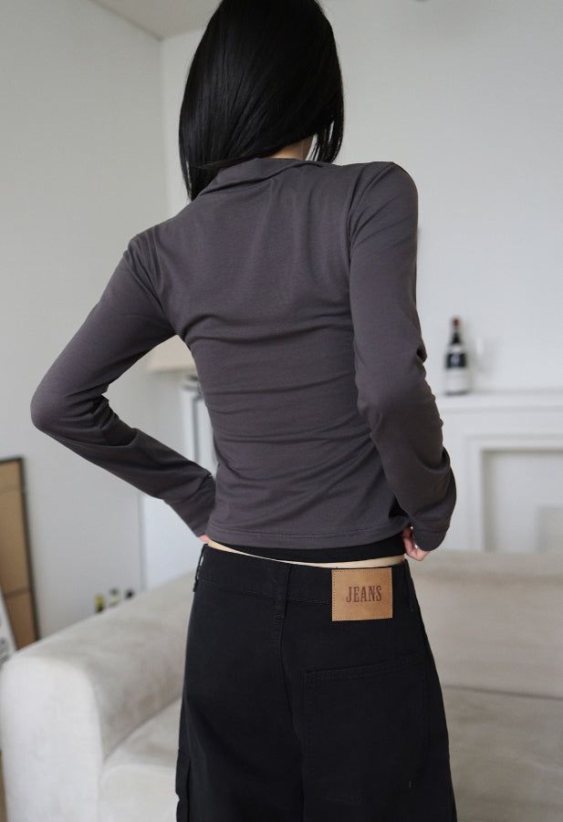 Beni Zip-up Long Sleeve Top