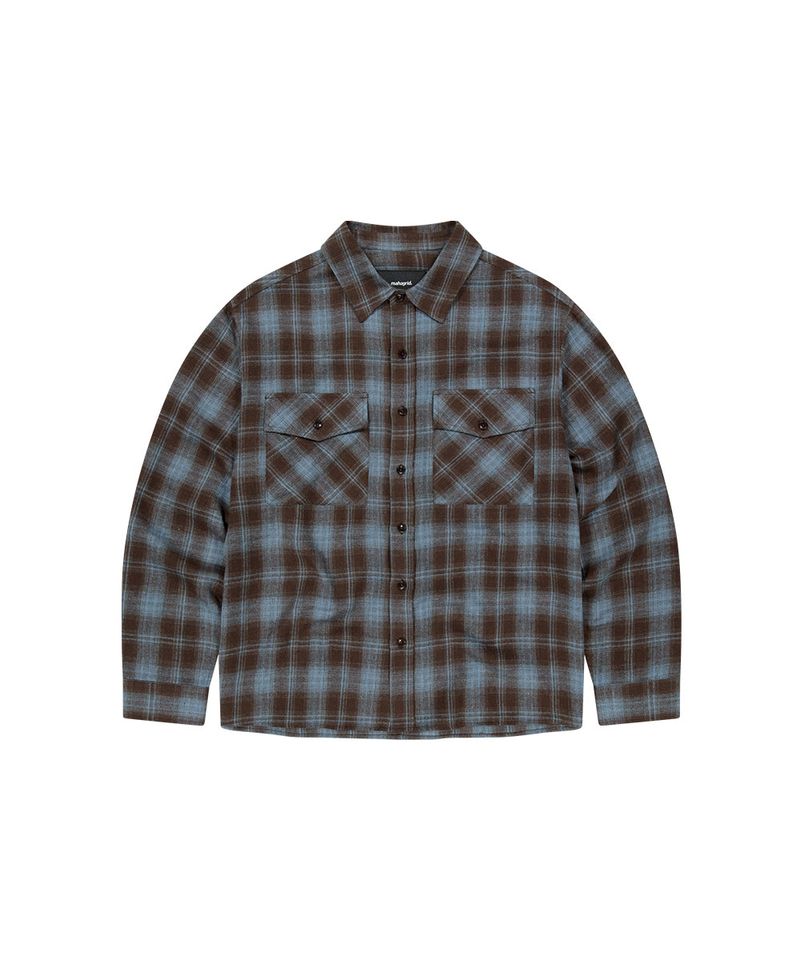 TWO POCKET CROP CHECK SHIRT_BROWN
