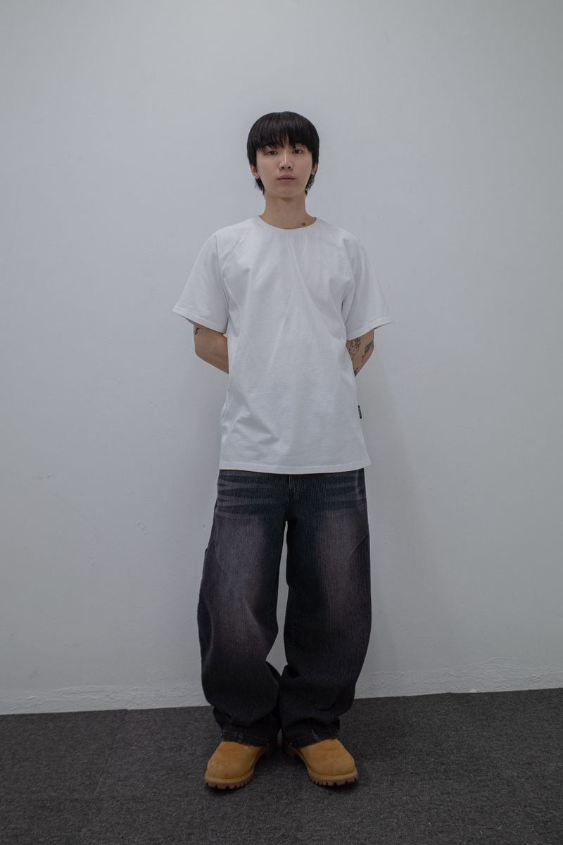 Side Panel Raglan Tee White