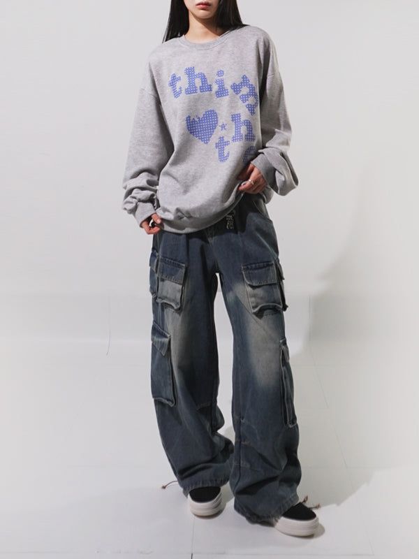 Checker Heart Overfit Sweatshirt
