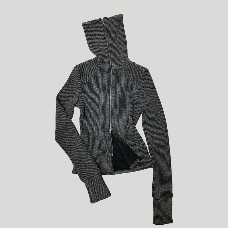 HIGH NECK ZIP-UP: GREY