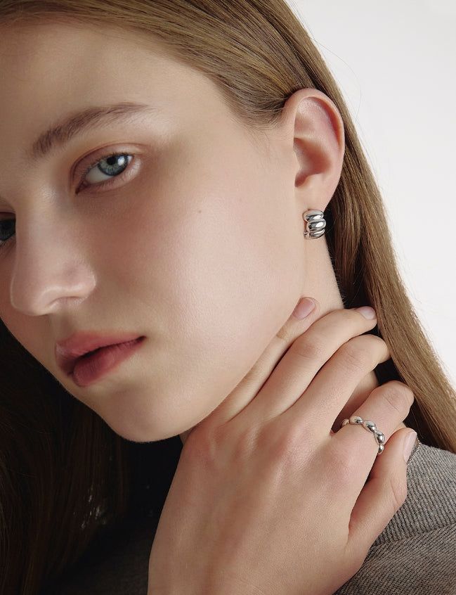 26SS★ Ice Cushion (W) Wide One-Touch Earrings