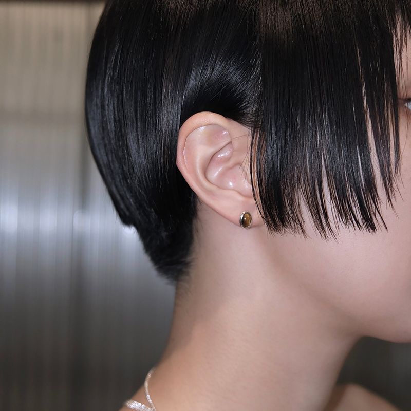 Wood stone earring