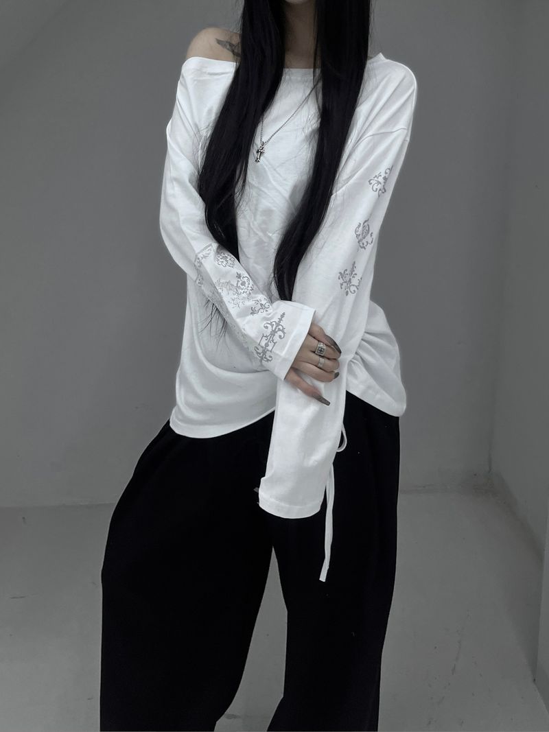 tattoo shirring long sleeve T (2color)