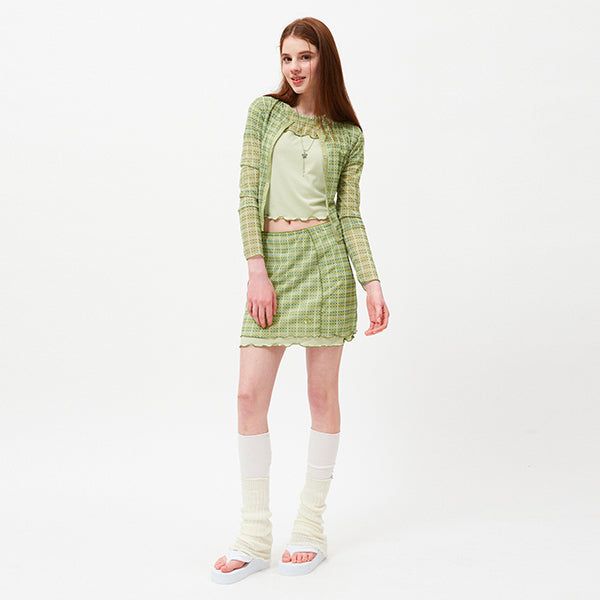 KIRSH（キルシー）の「CHERRY PATTERN MESH MINI SKIRT [LIME]（Skirts）」