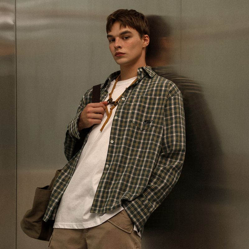 Logo Point Check Shirt - Green