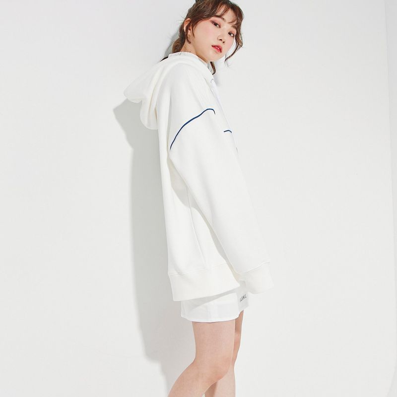 Oversize Front Line Hoodie White