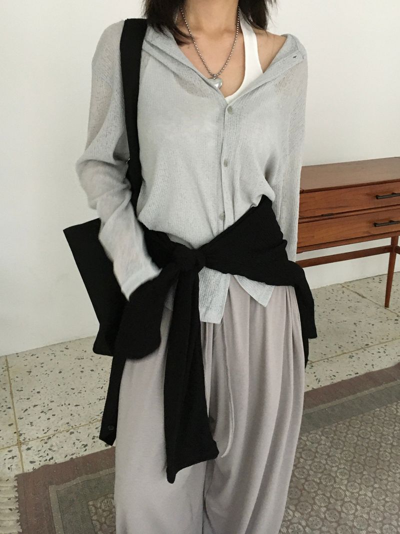 Obi linen ribbed round cardigan (4c)