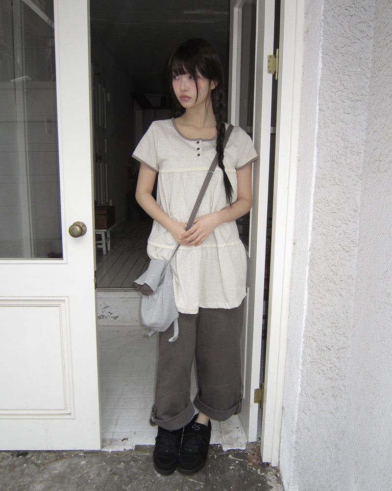 Mekun Roll-Up Wide Cotton Pants